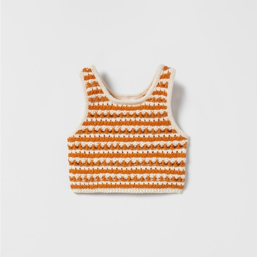 Zara Crochet Knit Top Orange